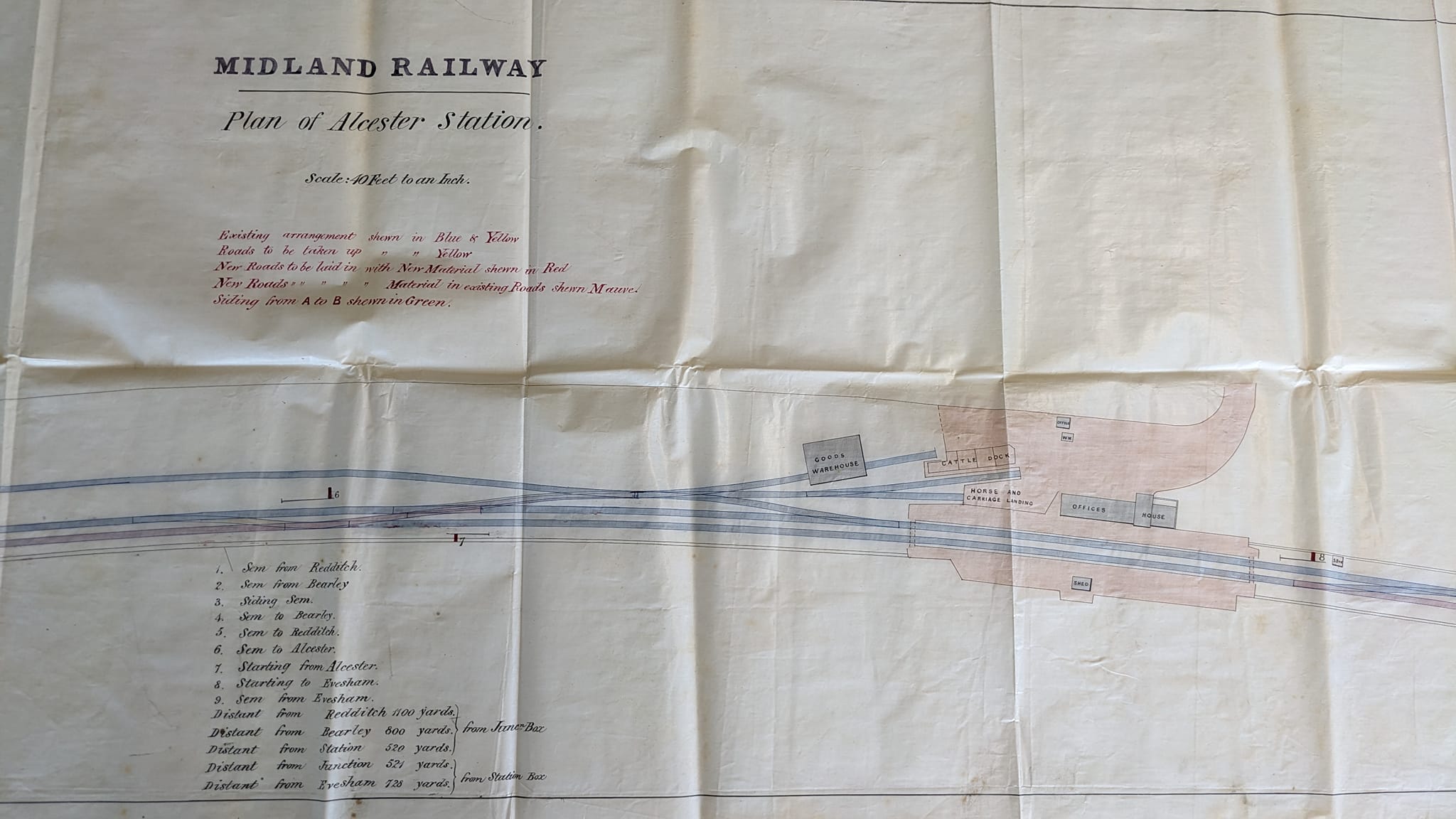 Close up of Evesham railway plan