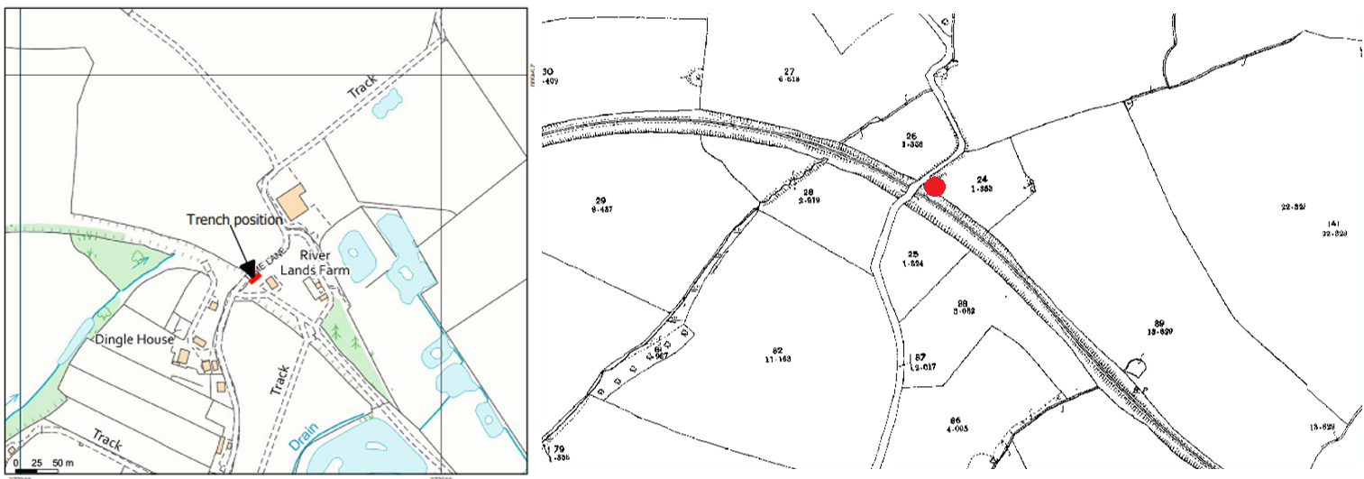 Location maps of burial besides railway line