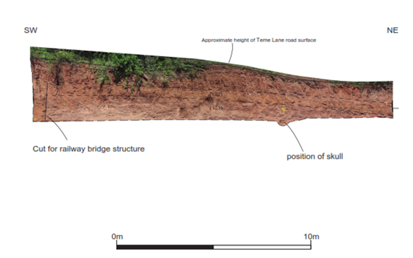 Diagram showing location of burial within embankment