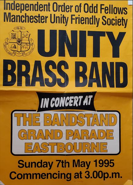 Yellow poster for Unity Brass Band 1995
