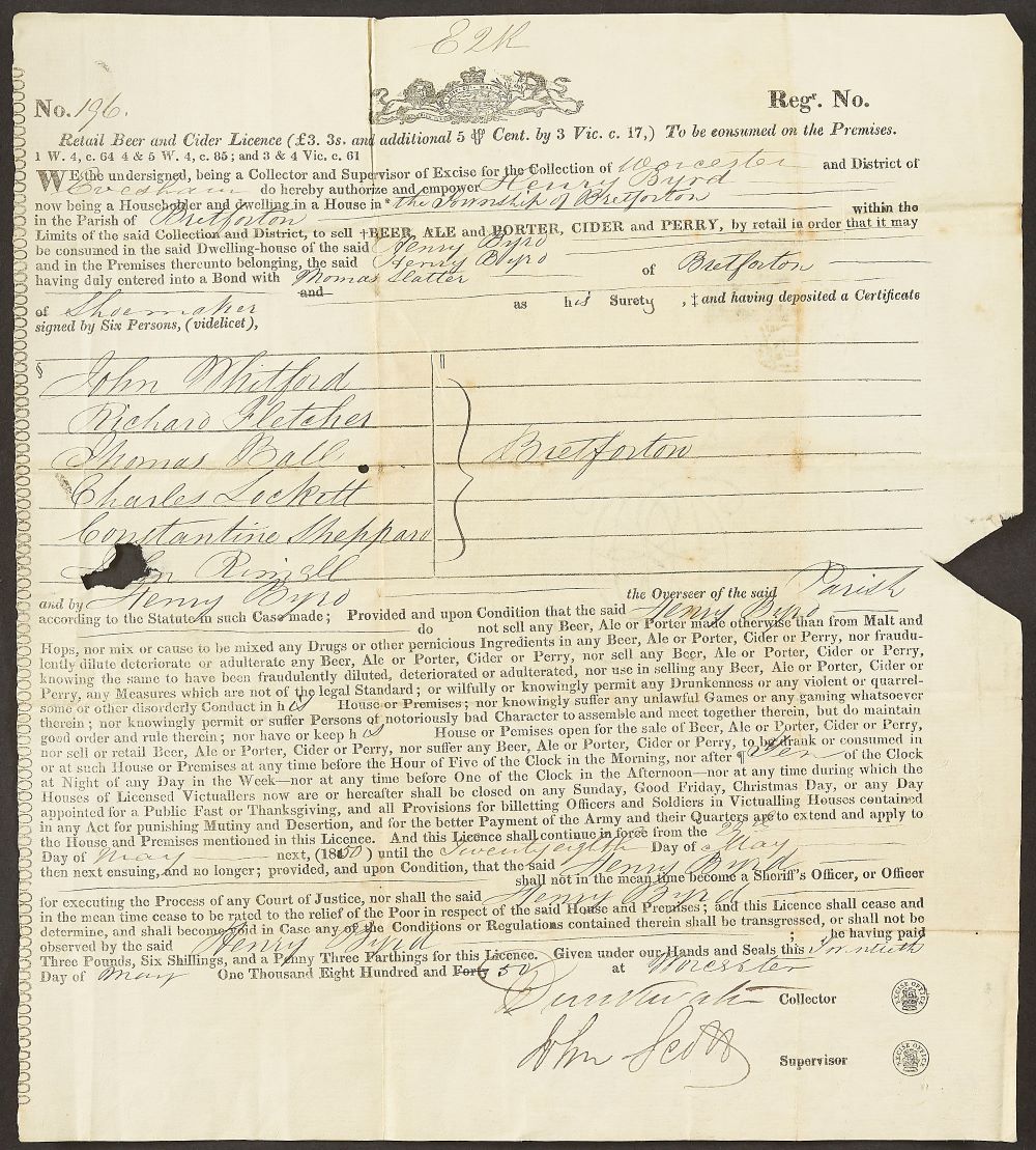 Handwritten license form