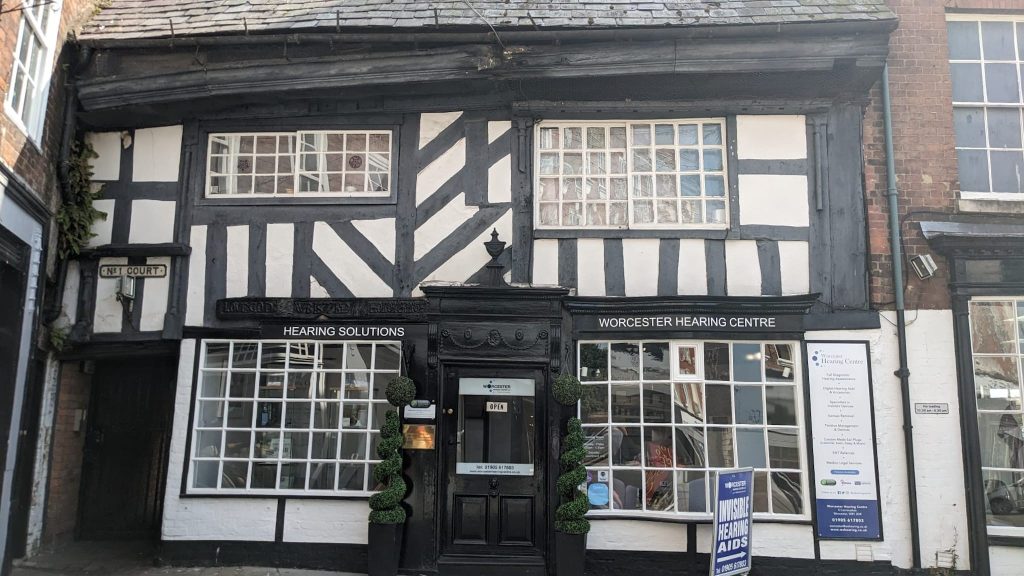 A photograph of King Charles House, The Cornmarket which is now occupied by the Worcester Hearing Centre as it looks today.