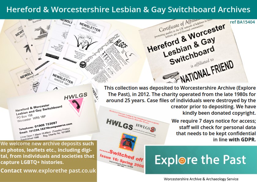 A collage of images of material found in the deposit made by the Lesbian and Gay Switchboard